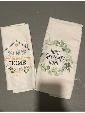 Set of 2 Home Sweet Home Decorative Kitchen Hand Towels